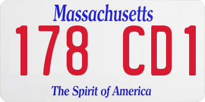 MA license plate 178CD1