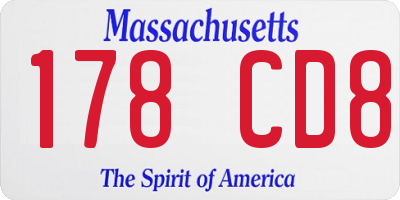 MA license plate 178CD8