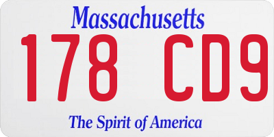 MA license plate 178CD9
