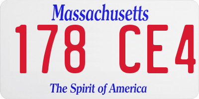MA license plate 178CE4