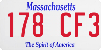 MA license plate 178CF3