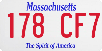 MA license plate 178CF7