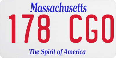 MA license plate 178CG0