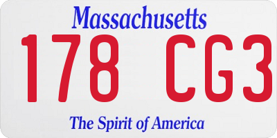 MA license plate 178CG3