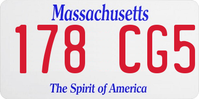 MA license plate 178CG5