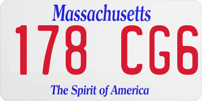 MA license plate 178CG6