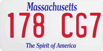 MA license plate 178CG7
