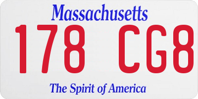 MA license plate 178CG8