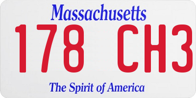 MA license plate 178CH3