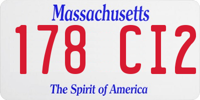 MA license plate 178CI2