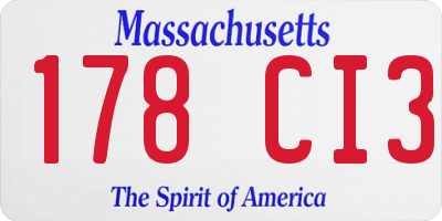 MA license plate 178CI3