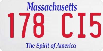 MA license plate 178CI5