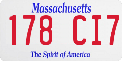 MA license plate 178CI7