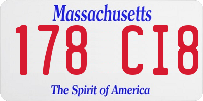 MA license plate 178CI8