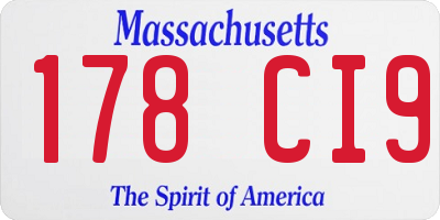 MA license plate 178CI9