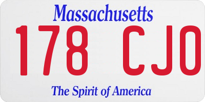 MA license plate 178CJ0