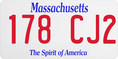 MA license plate 178CJ2