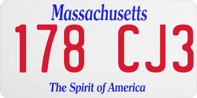 MA license plate 178CJ3