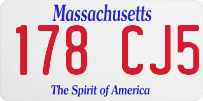 MA license plate 178CJ5