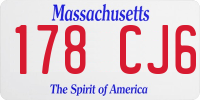 MA license plate 178CJ6