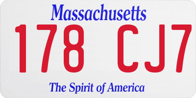 MA license plate 178CJ7