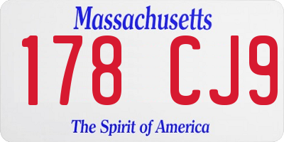 MA license plate 178CJ9