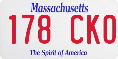 MA license plate 178CK0
