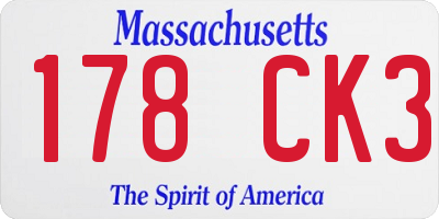 MA license plate 178CK3