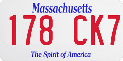 MA license plate 178CK7