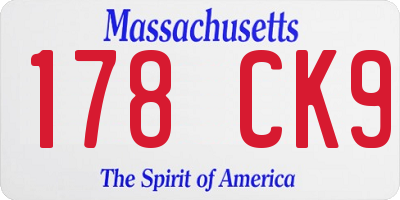 MA license plate 178CK9