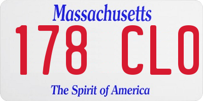MA license plate 178CL0