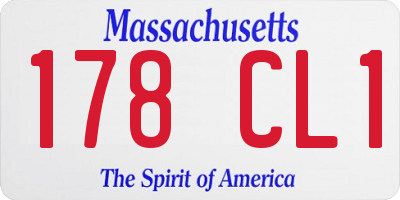 MA license plate 178CL1