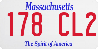 MA license plate 178CL2