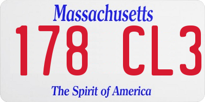 MA license plate 178CL3