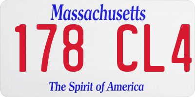MA license plate 178CL4
