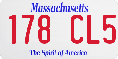 MA license plate 178CL5