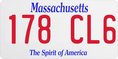 MA license plate 178CL6