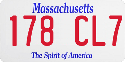 MA license plate 178CL7