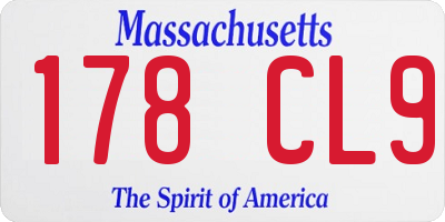 MA license plate 178CL9