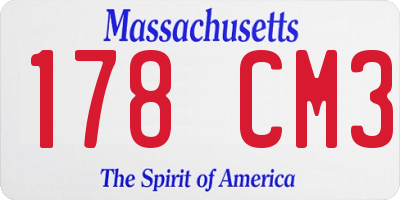 MA license plate 178CM3