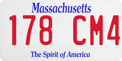 MA license plate 178CM4