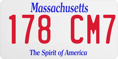 MA license plate 178CM7