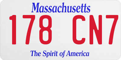 MA license plate 178CN7