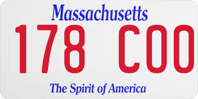 MA license plate 178CO0