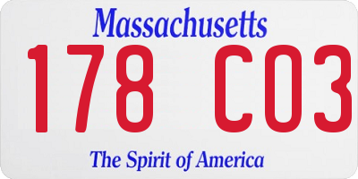 MA license plate 178CO3