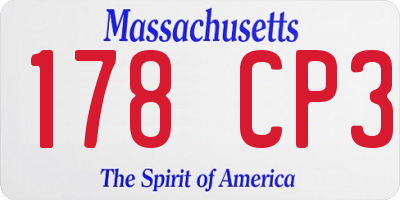 MA license plate 178CP3