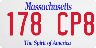 MA license plate 178CP8
