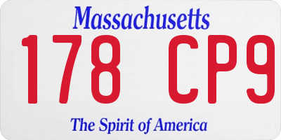 MA license plate 178CP9