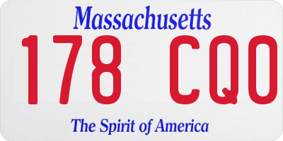 MA license plate 178CQ0