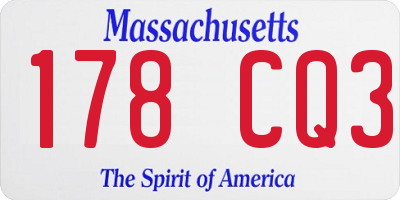 MA license plate 178CQ3